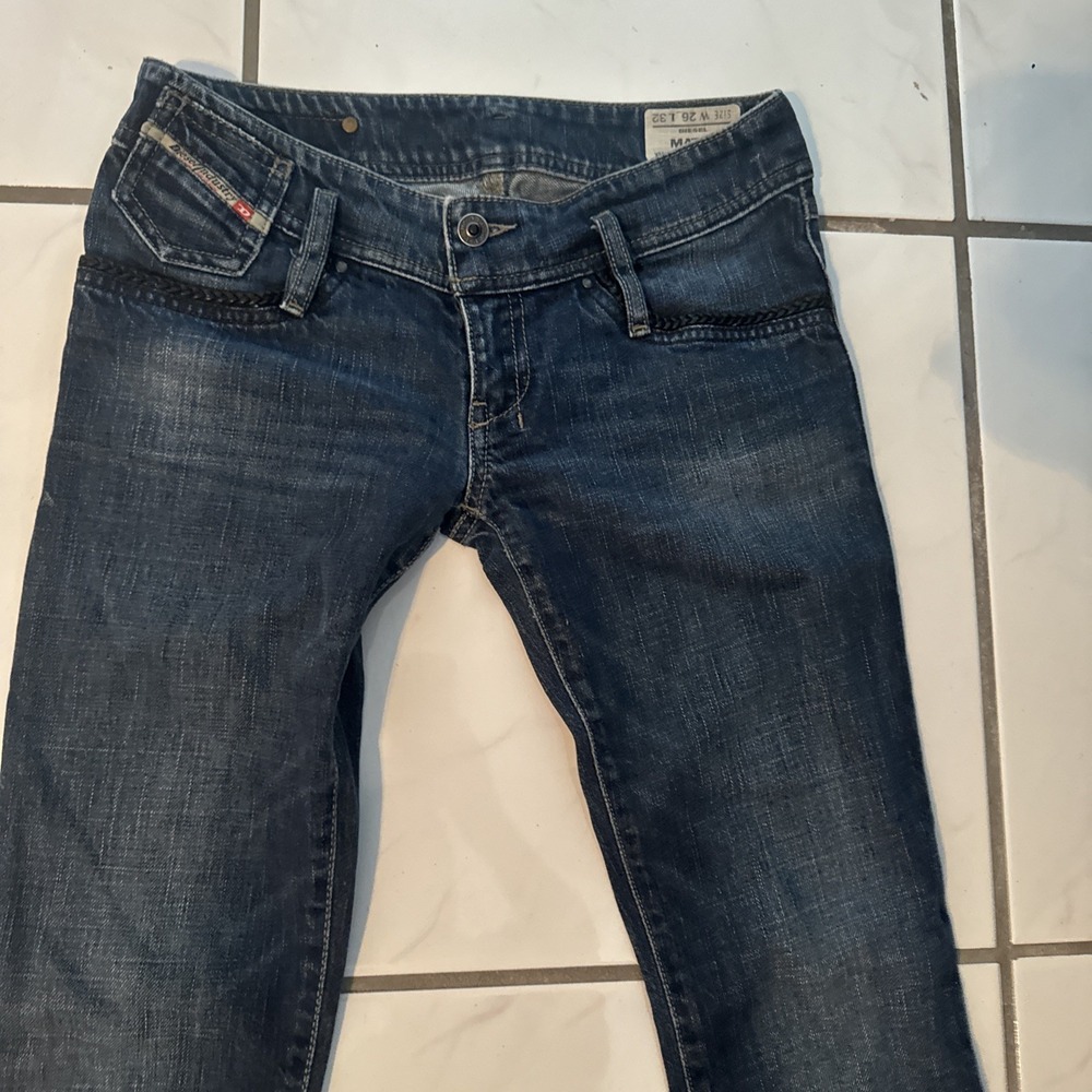 Diesel Industry Denim Jeans Braided Faux Leather Straight Women's 26x30.5